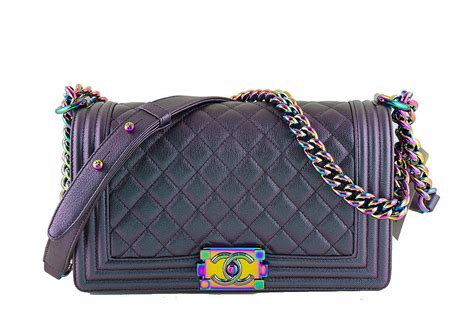 small iridescent goatskin boy chanel flap bag